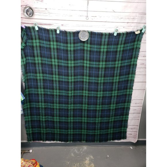 Modality green plaid tartan blanket scarf 48x48 oversized boho - Picture 10 of 10